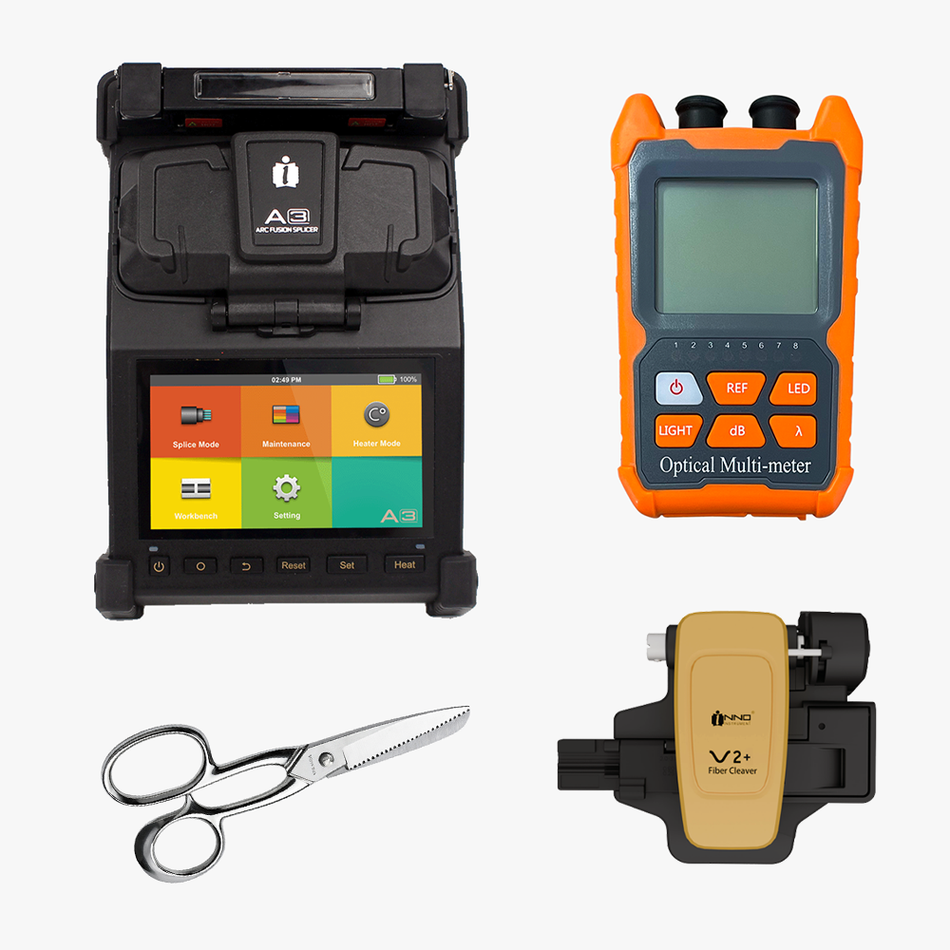OFFERTA Giuntatrice INNO A3 - Completa di taglierina V2+, Mini Optical Power Meter, Forbici per giuntista